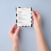 Zwart-witte koe nepbont, prijstlijst flyer (Hand)