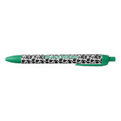 Zwart & Witte Koe Patroon Script Naam Monogram Zwarte Inkt Pen (Bodem)