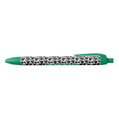 Zwart & Witte Koe Patroon Script Naam Monogram Zwarte Inkt Pen (Bovenkant)
