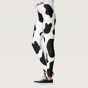 Zwart-witte koe spleet leggings printpatroon afdru