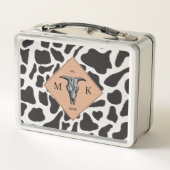 Zwart-witte Koe Spot Animal Patroon Monogram (Achterkant)