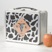 Zwart-witte Koe Spot Animal Patroon Monogram (In situ)