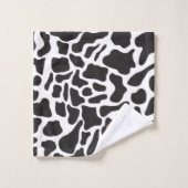 Zwart-witte Koe Spot Animal Patroon Monogram Bad Handdoek (Wasdoekje)