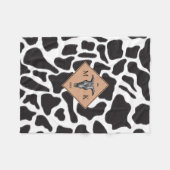 Zwart-witte Koe Spot Animal Patroon Monogram Fleece Deken (Voorkant (Horizontaal))