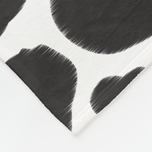 Zwart-witte Koe Spot Animal Patroon Monogram Fleece Deken (Hoek)