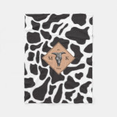 Zwart-witte Koe Spot Animal Patroon Monogram Fleece Deken (Voorkant)