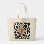 Zwart-witte Koe Spot Animal Patroon Monogram Grote Tote Bag (Achterkant)
