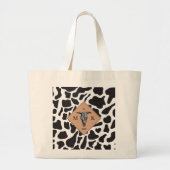 Zwart-witte Koe Spot Animal Patroon Monogram Grote Tote Bag (Voorkant)
