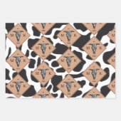 Zwart-witte Koe Spot Animal Patroon Monogram Inpakpapier Vel (Voorkant 3)