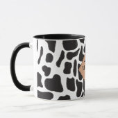 Zwart-witte Koe Spot Animal Patroon Monogram Mok (Links)