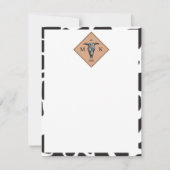 Zwart-witte Koe Spot Animal Patroon Monogram Notitiekaartje (Voorkant)