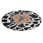Zwart-witte Koe Spot Animal Patroon Monogram Snijplank (Hoek)
