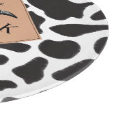 Zwart-witte Koe Spot Animal Patroon Monogram Snijplank (Hoek)
