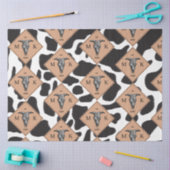 Zwart-witte Koe Spot Animal Patroon Monogram Tissuepapier (Craft)