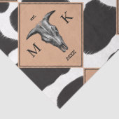 Zwart-witte Koe Spot Animal Patroon Monogram Tissuepapier (Detail)