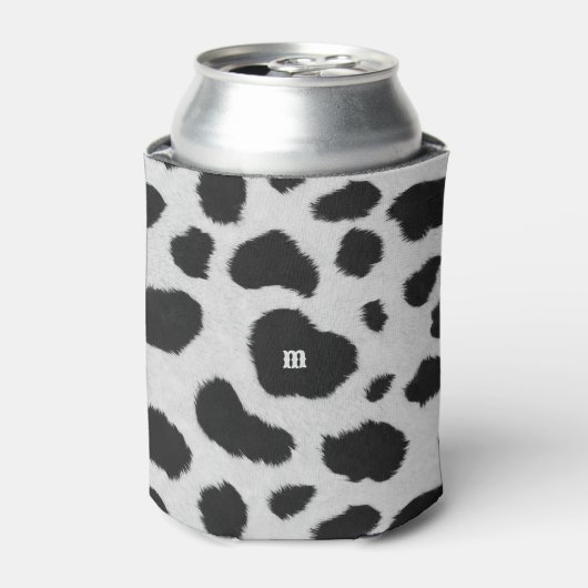 Zwart-witte koe vlekt patroon nevel textuur blikjeskoeler (Blikje Voorkant)