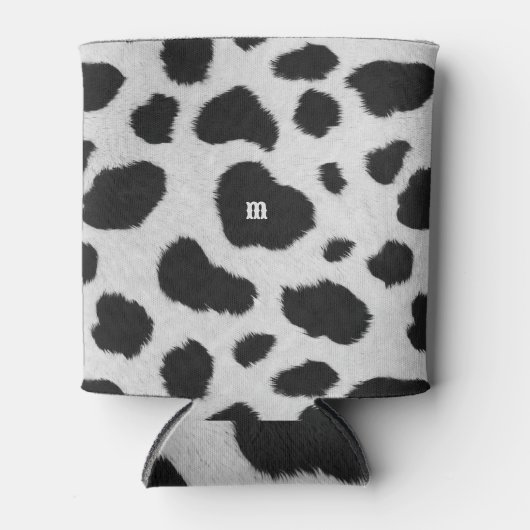 Zwart-witte koe vlekt patroon nevel textuur blikjeskoeler (Voorkant)