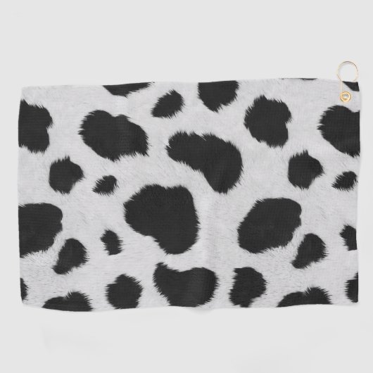 Zwart-witte koe vlekt patroon nevel textuur golfhanddoek (Horizontaal)