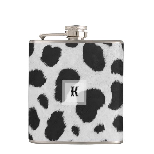 Zwart-witte koe vlekt patroon nevel textuur heupfles (Voorkant)