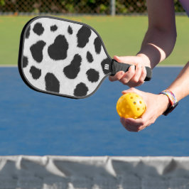 Zwart-witte koe vlekt patroon nevel textuur pickleball paddle