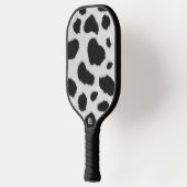 Zwart-witte koe vlekt patroon nevel textuur pickleball paddle (Links)