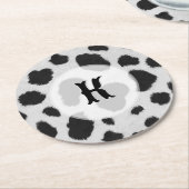 Zwart-witte koe vlekt patroon nevel textuur ronde kartonnen onderzetter (Gebogen)