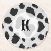 Zwart-witte koe vlekt patroon nevel textuur ronde kartonnen onderzetter (Voorkant)