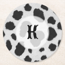 Zwart-witte koe vlekt patroon nevel textuur ronde kartonnen onderzetter