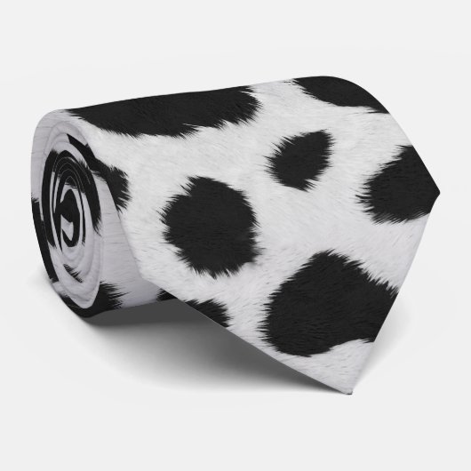 Zwart-witte koe vlekt patroon nevel textuur stropdas (Opgerold)
