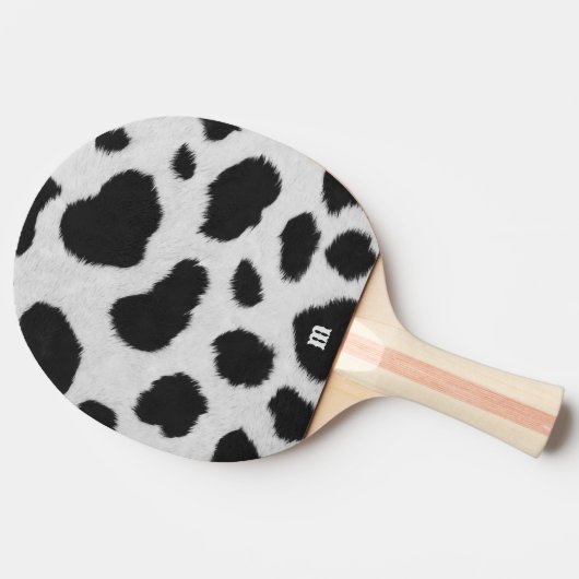 Zwart-witte koe vlekt patroon nevel textuur tafeltennisbatje (Zijkant)
