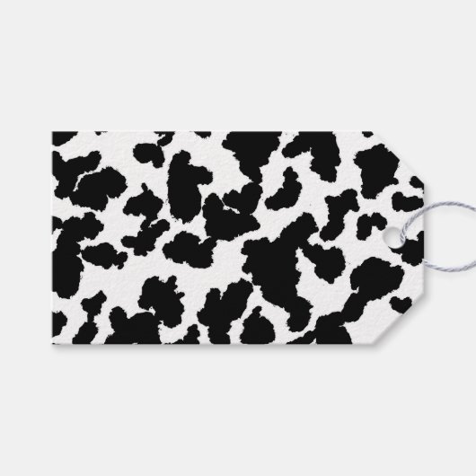 Zwart-witte Koeienhuid Cadeaulabel (Voorkant (Horizontaal))