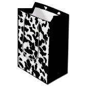 Zwart-witte Koeienhuid Medium Cadeauzakje (Voorkant Gekanteld)