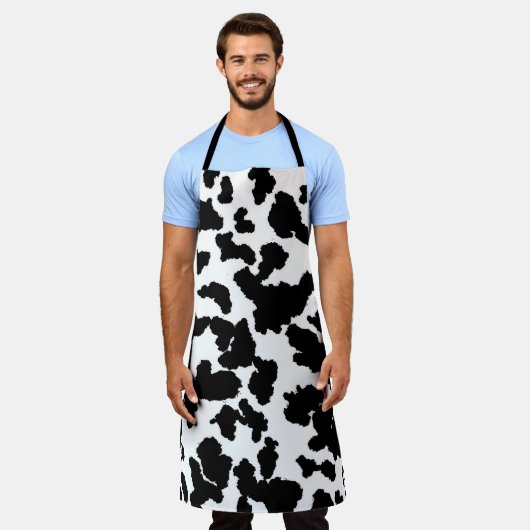Zwart-witte Koeienhuid Schort (Gedragen)