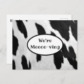Zwart-witte Koeienhuid Verplaatsende aankondiging (Voorkant / Achterkant)