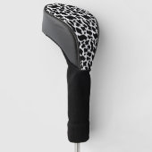 Zwart-witte koeienprint golfheadcover (Schuin)