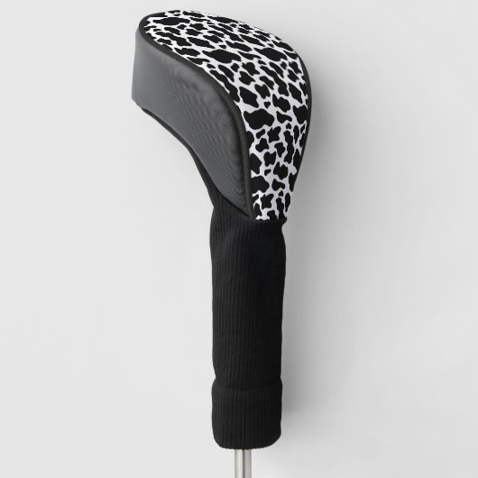 Zwart-witte koeienprint golfheadcover (Schuin)