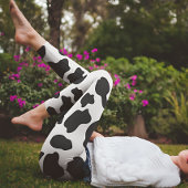 Zwart-witte koeienprint leggings