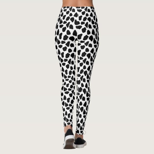 Zwart-witte koeienprint leggings (Achterkant)
