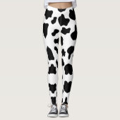 Zwart-witte koeienprint leggings (Voorkant)