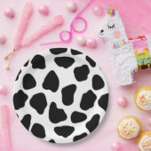 Zwart-witte koeienprint papieren bordje (Feest)