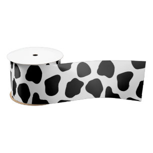 Zwart-witte koeienprint satijnen lint