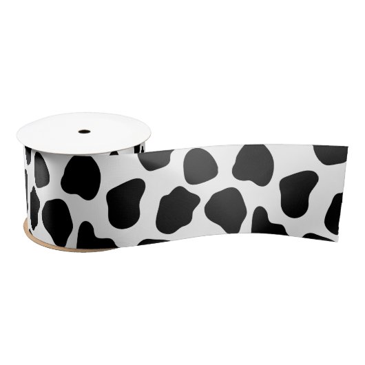 Zwart-witte koeienprint satijnen lint (Spoel)