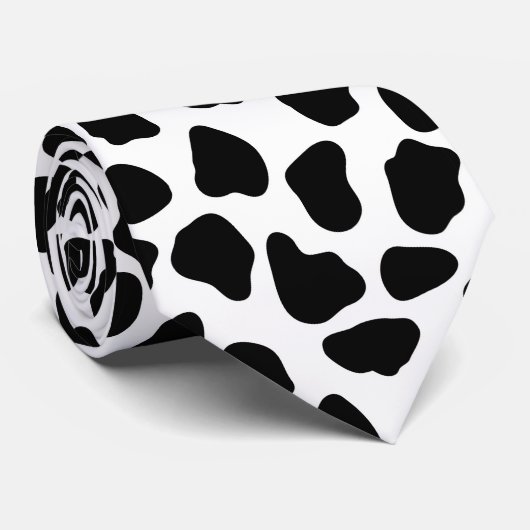 Zwart-witte koeienprint stropdas (Opgerold)