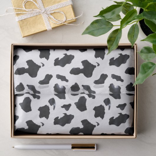 Zwart Witte Koeienprint Verjaardag Tissuepapier (Geschenk)