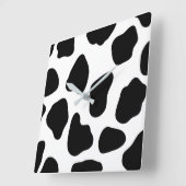 Zwart-witte koeienprint vierkante klok (Hoek)
