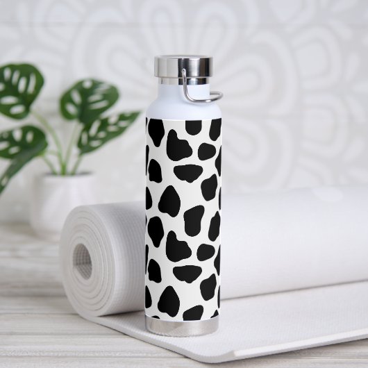 Zwart-witte koeienprint waterfles (Yoga)
