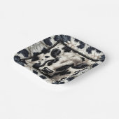 Zwart & Witte Koeienvlekken Vacht Geboortecadeau Papieren Bordje (Gebogen)