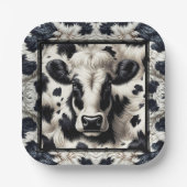 Zwart & Witte Koeienvlekken Vacht Geboortecadeau Papieren Bordje (Voorkant)