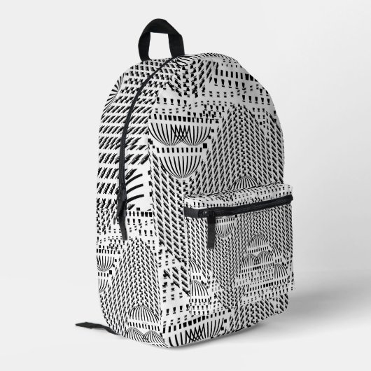 ZWART-WITTE KOEPELS BEDRUKTE RUGZAK (Achterkant Hoek Links)