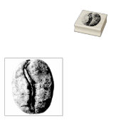 Zwart-witte koffie bonen potlood tekening rubberstempel (Gestempeld)